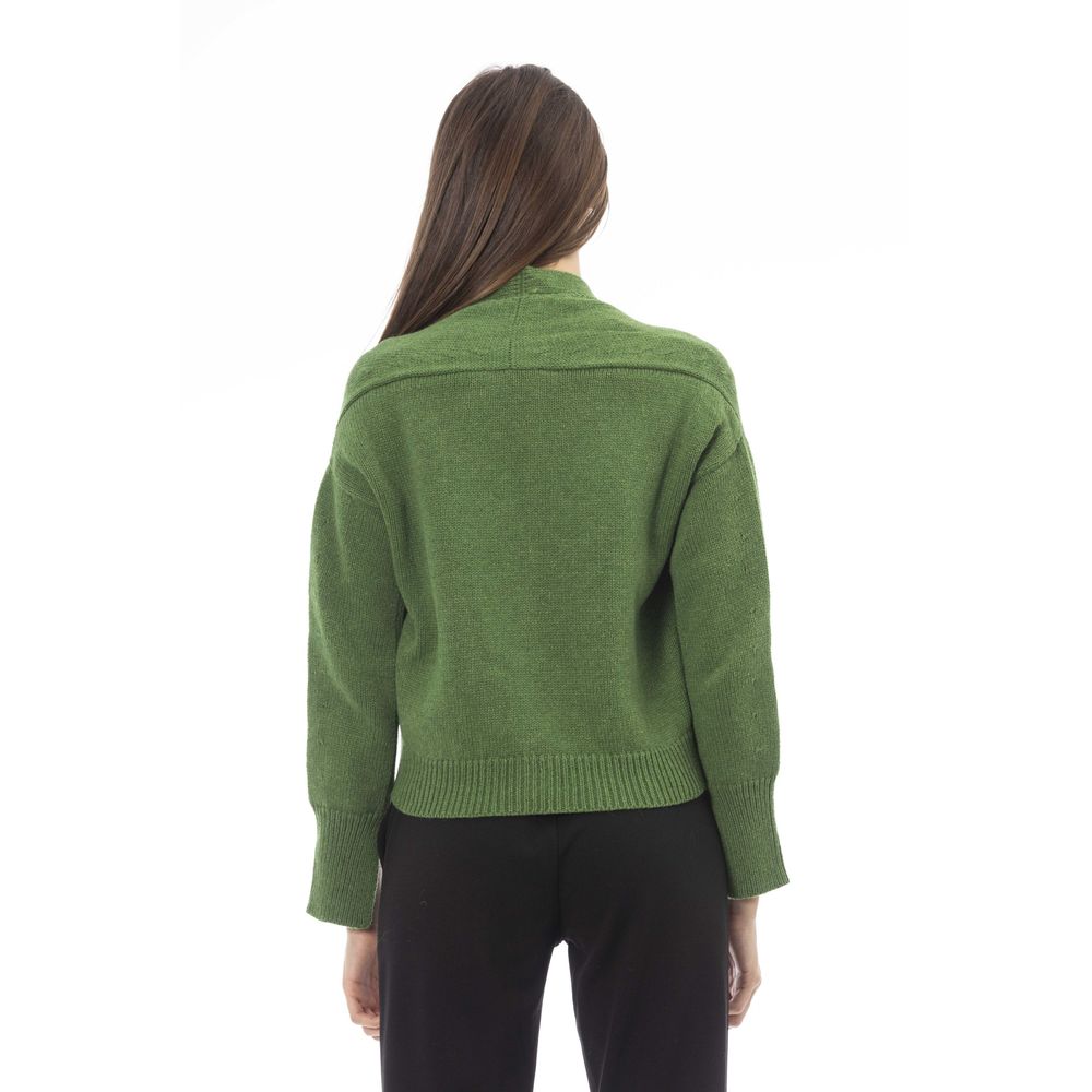 Alpha Studio Grüner Cardigan aus Merinowolle für Frauen